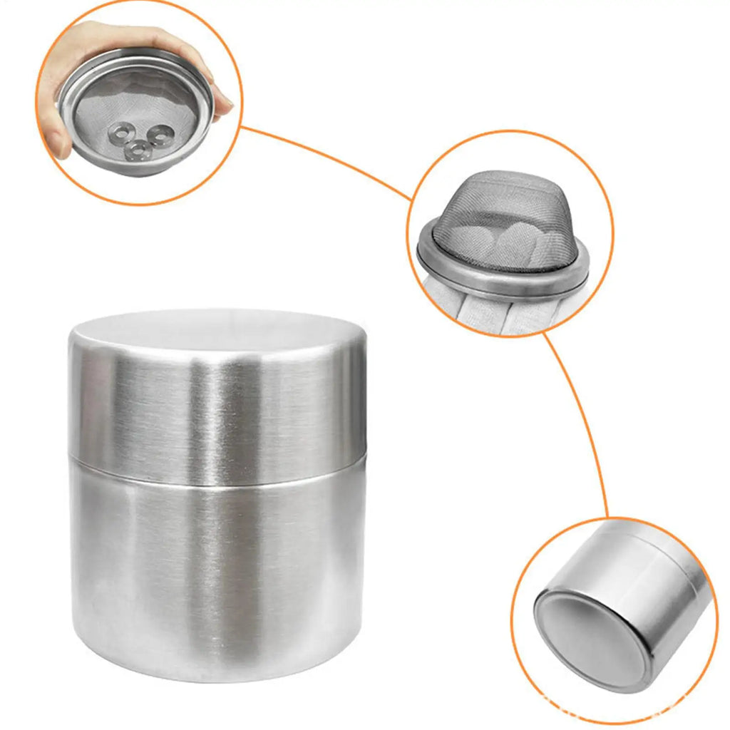 Tea Canister Stainless Steel Airtight Storage Jar Powder Sifter 40 Qme