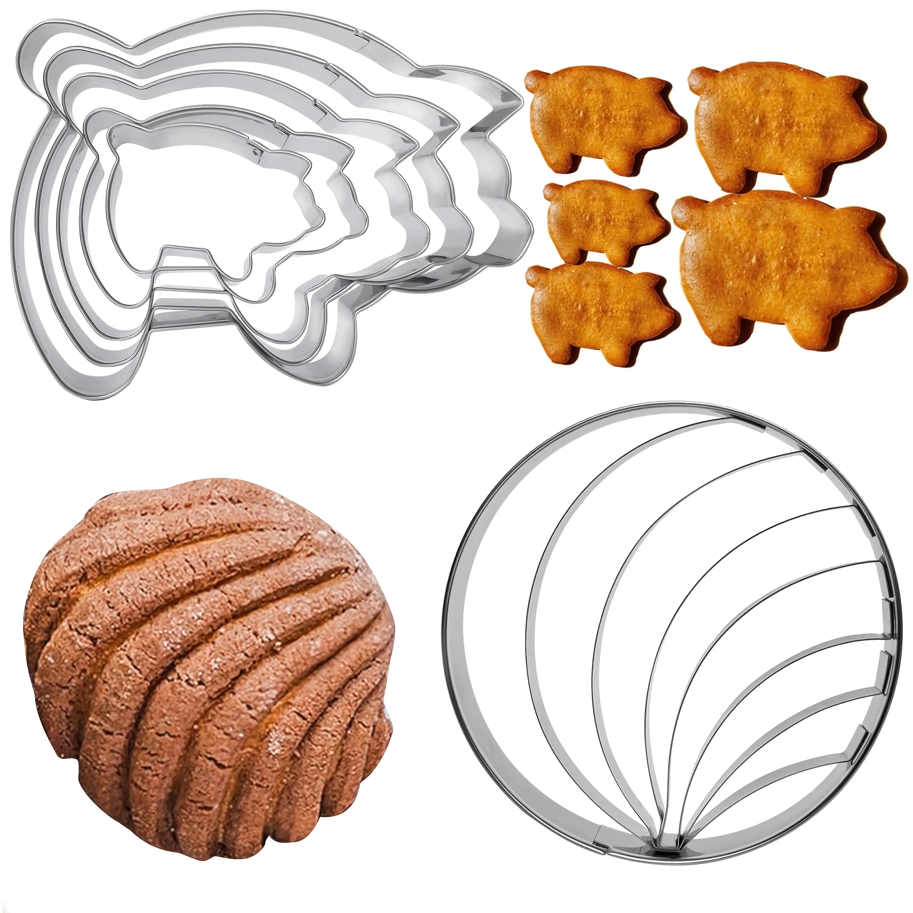 1PC Mexican Bread Mold Stainless Steel Seal Double Sided Mold, Pig Cookie Cutter, Conch Bread Shape Cutter, Mallanitos Qme