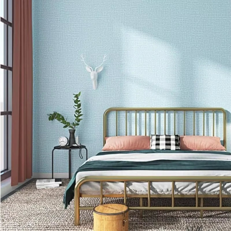 Thickened Waterproof Linen 3D Foam Self-Adhesive PVC Solid Color Background Wall Decoration Wallpaper Wall Sticker Qme