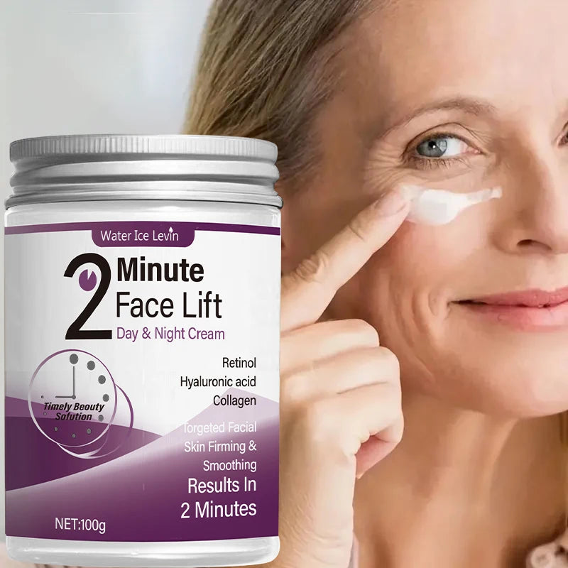 2-Minute Facial Lift Day & Night Cream with Retinol, Hyaluronic Acid & Collagen - Moisturizing Lotion Suitable for All Light Skin Tones, Fragrance-Free, Absorbs in 2 Minutes Qme