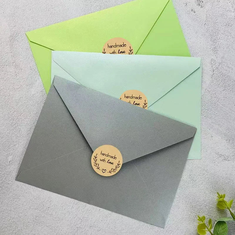 Handmade Love Stickers Roll Kraft Paper Round Labels Products Qme camel