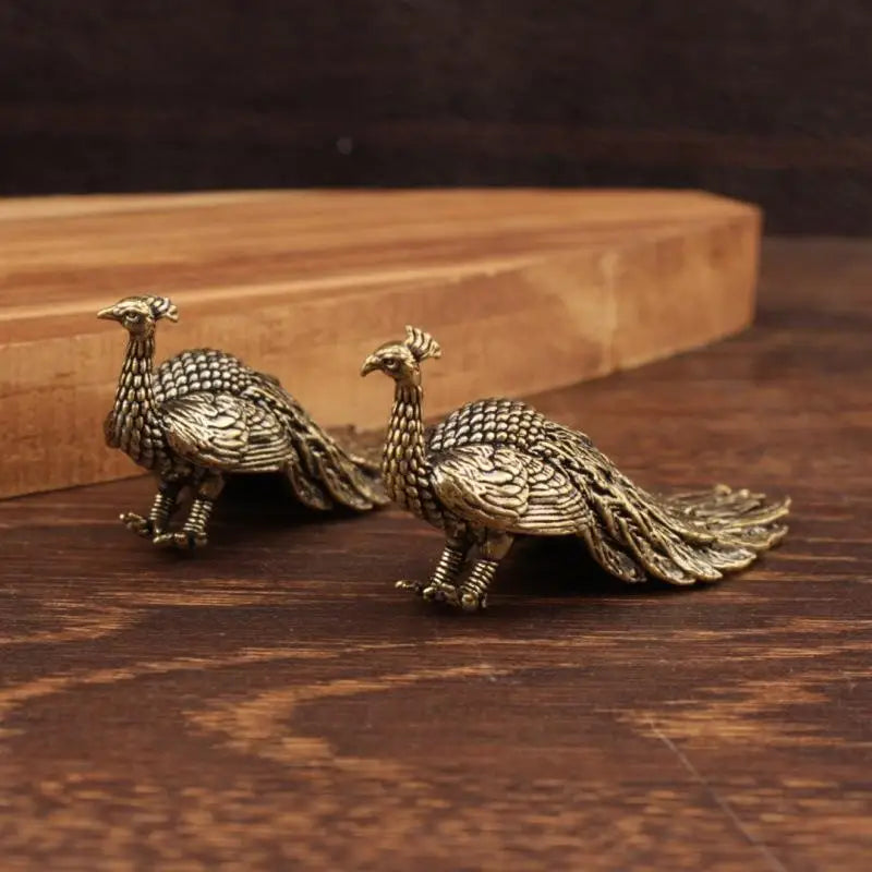 Peacock Ornament Home Decor Statue Figure Brass Chinese Handicraft Qme