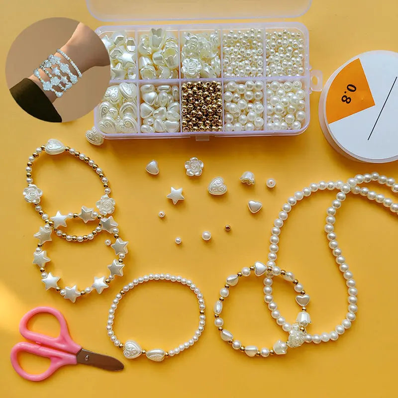Golden Spacer Beads For Bracelets Making Kit Assorted DIY Pearl Beads Acrylic Alphabet CCB Beads Kit For Jewelry Making Supplies Qme