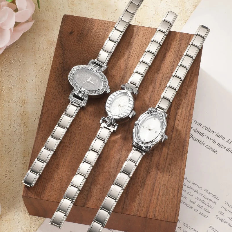 High Quality Gold Arabic Roman Numerals Stainless Steel Women Men Watch Bracelet Fit 9mm DIY Italian Charm Watch Jewelry Gifts Qme