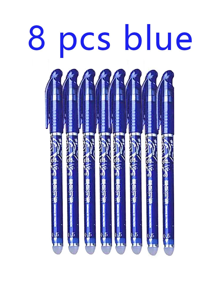 0.5mm Blue High Quality Needle Type Erasable Gel Pens Kawaii Stationery School Office Supplies Qme 8 pcs blue