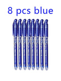 0.5mm Blue High Quality Needle Type Erasable Gel Pens Kawaii Stationery School Office Supplies Qme 8 pcs blue