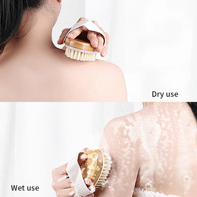 1 Dry Skin Body Massage Brush Natural Bristle Dead Remover Anti Qme