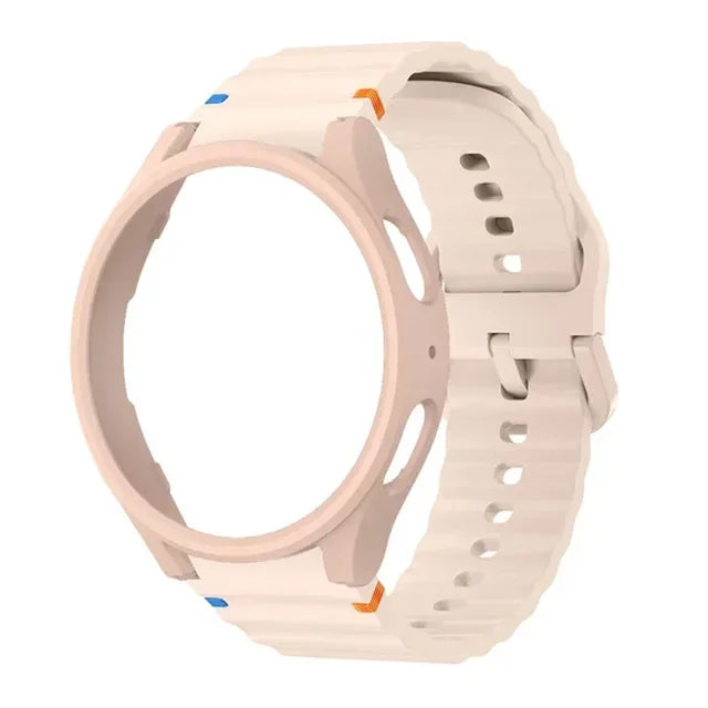 Case+Strap for Samsung Galaxy Watch 7 40mm 44mm Sport Silicone Band Bracelet PC Case Protector Cover Bumper for Galaxy Watch 7 6 Qme PP Galaxy Watch 7 40mm