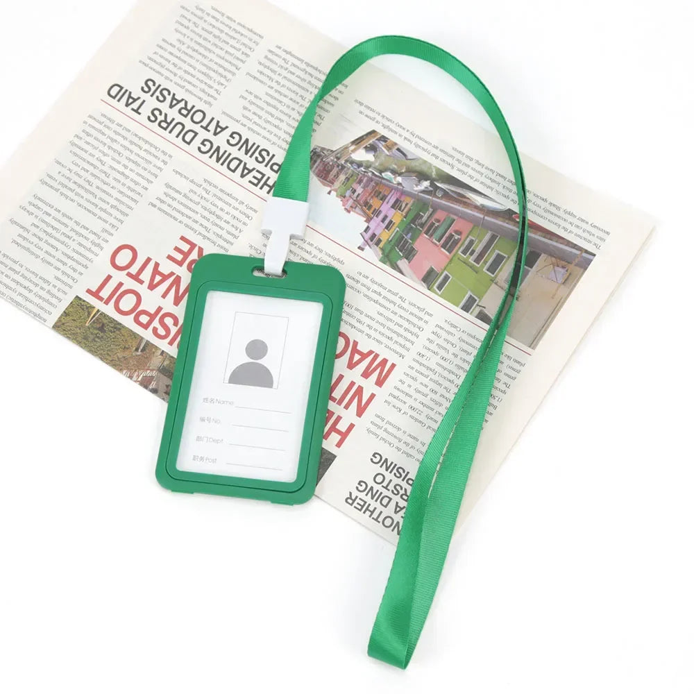 Unisex Work ID Card Holder Lanyard Badge Holders Identification Qme green