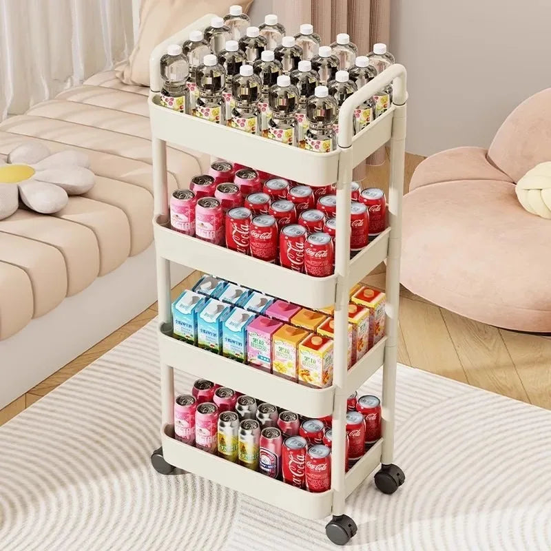 Trolley Handlebar Storage Rack Floor-standing Multi-layer Kitchen Qme