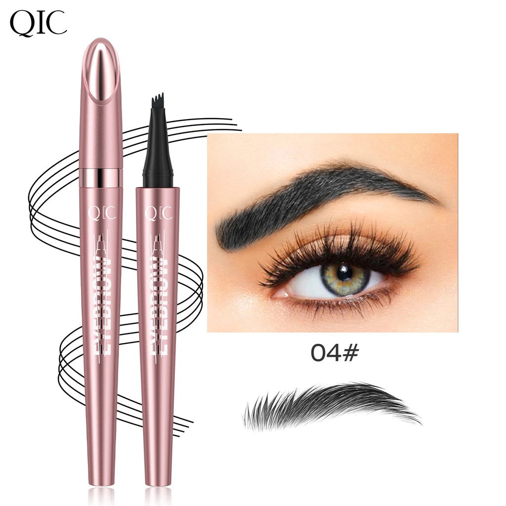 Four Claw Liquid Eyebrow Pen Waterproof Sweatproof Long Lasting 3D Wild Brow Microblading Makeup for Beginners Qme Q708-4