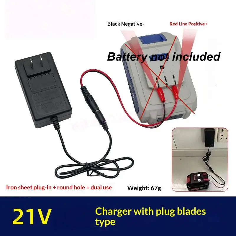 Portable Dual-head Lithium Charger Overload Protection 18 21 24V Heat Qme 08026