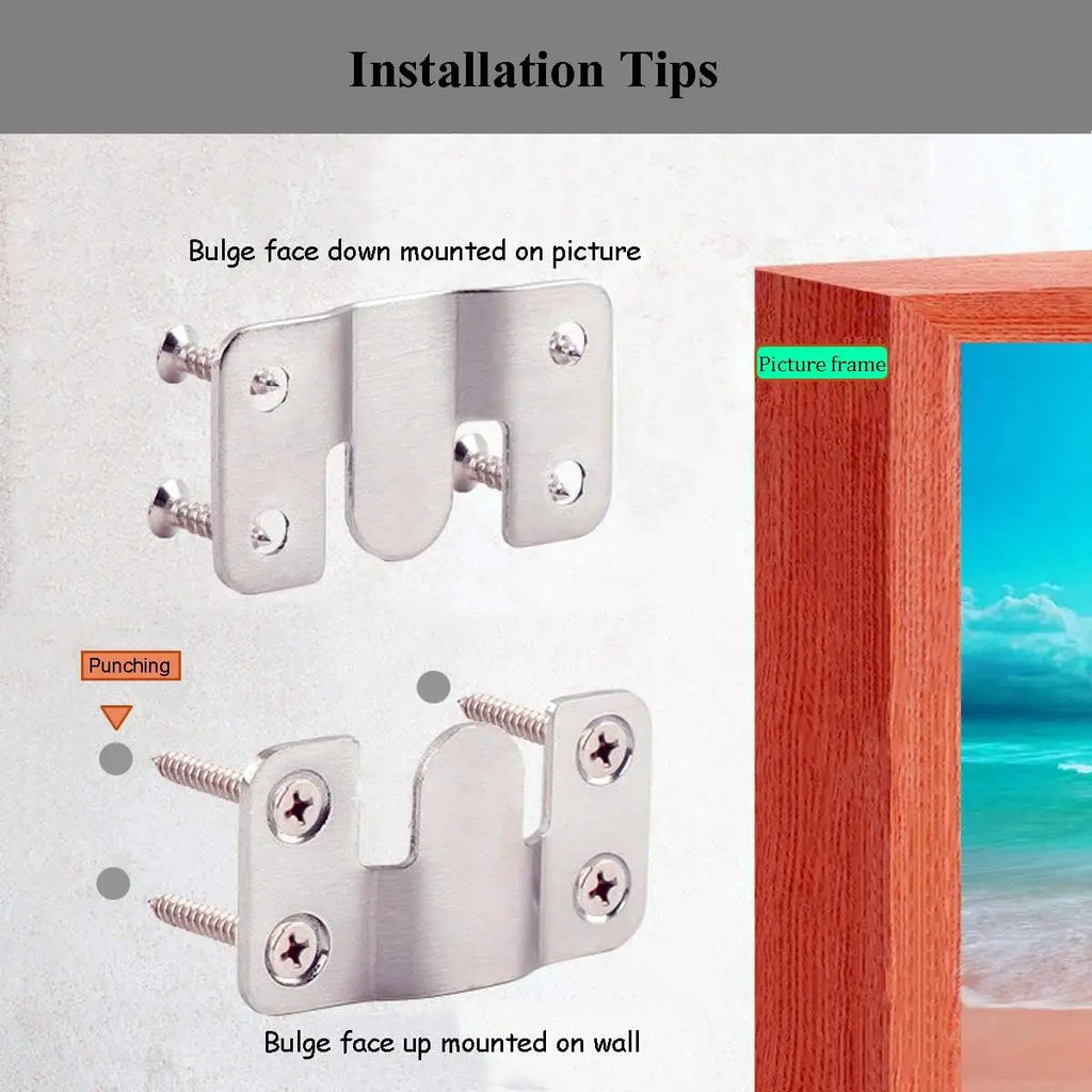 30pcs Heavy Duty Stainless Steel Flush Mount Brackets With Screws Interlocking Photo Frame Hangers And Wall Clips Qme