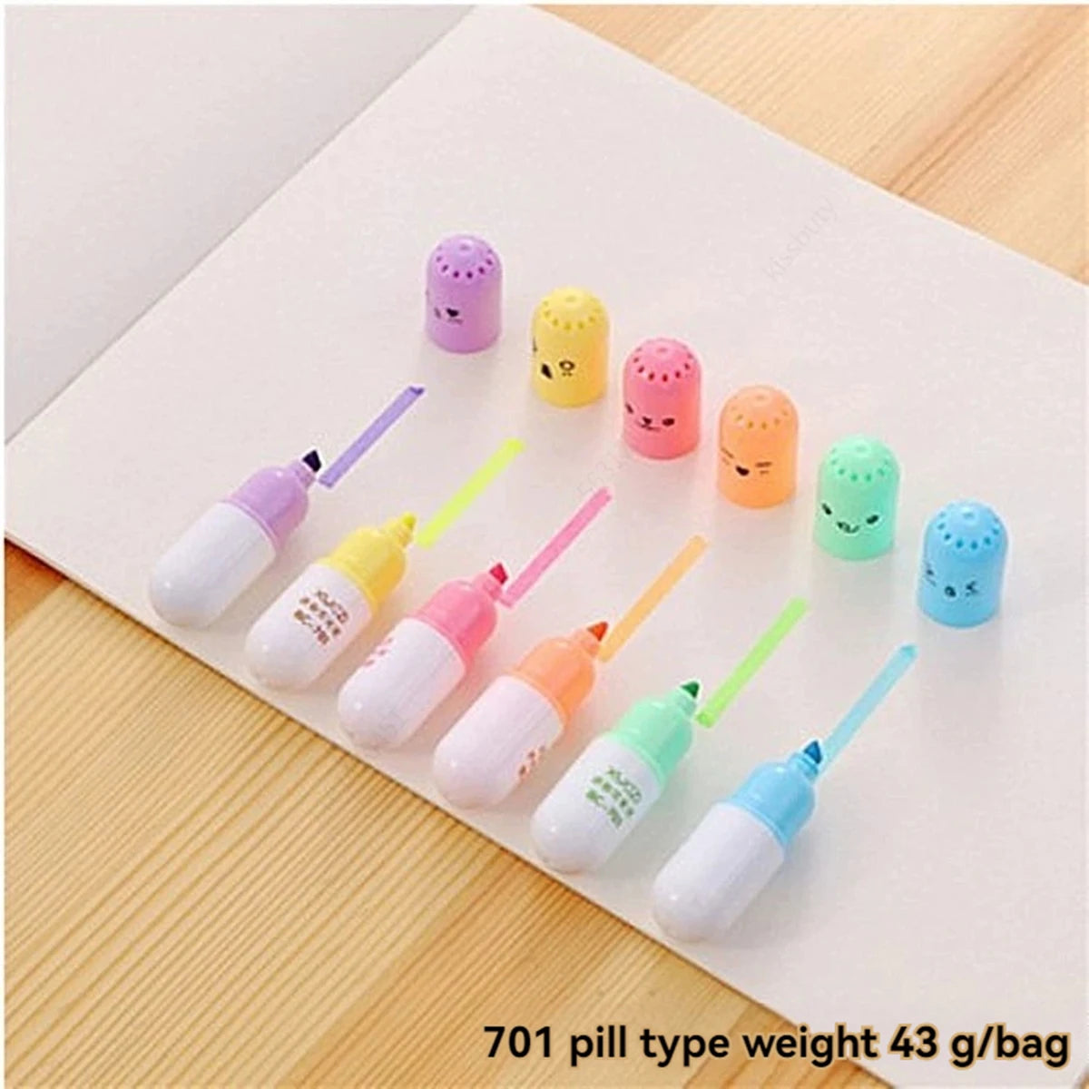 6PCS/Set Leaves Mushroom Cute Kawaii Highlighter Pen Kawaii Chalk Marker Pens Stationery School Supplie Qme 701-Pill