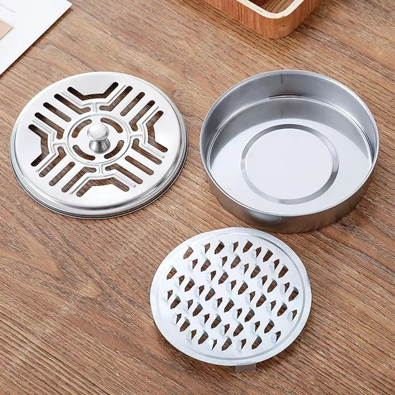 Mosquito Coils Holder Stainless Steel Mosquito Coil Box with Cover Round Mosquito Coil Tray Easy To Clean Anti-Mosquito Supplies Qme