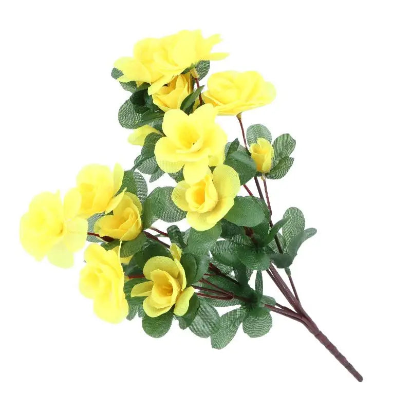 Artificial Azalea Flowers Bouquet Fake Rhododendron Outdoor Garden Qme Yellow
