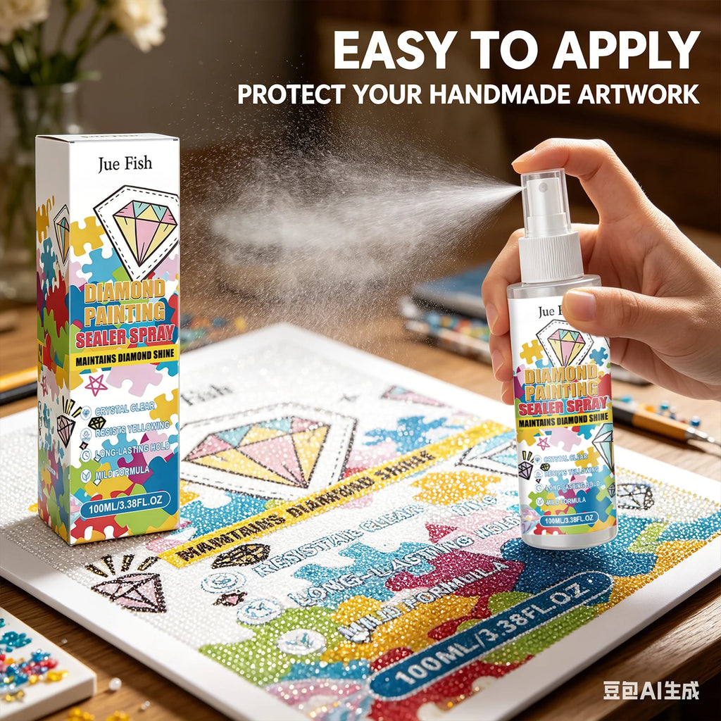 Diamond Painting Sealer Spray Anti-Yellowing Permanent Hold & Shine Effect Dustproof Diamond Art Crystal Clear Protective Spray Qme
