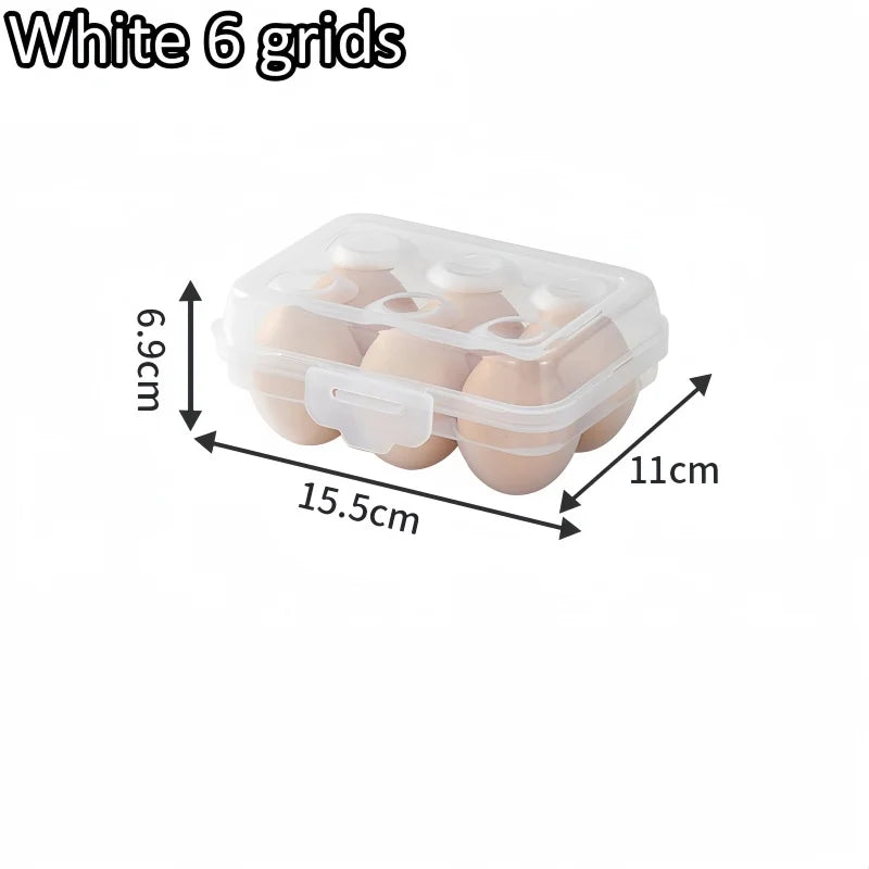1pc Portable 6/15/24 Grid Egg Storage Box with Lid Durable Plastic Egg Storage Box Anti-collision Space-saving Egg Tray Qme White 6 grids