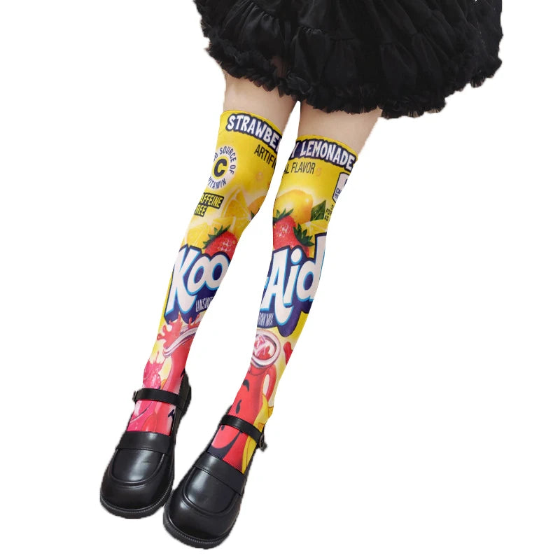 Fun Snacks Food Women's Stockings Skateboard Teen Harajuku Fashion Qme style4 One Size