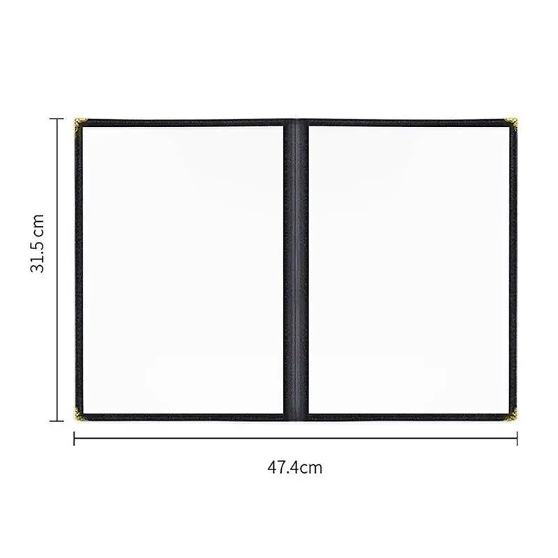 Foldable A4 Clear PVC Menu Cover Double Panels Reusable Scratch Qme