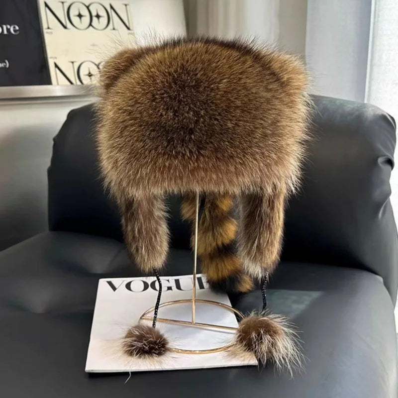 Winter Raccoon Hat Ear Protection Mink Lei Feng Warm Children's Qme