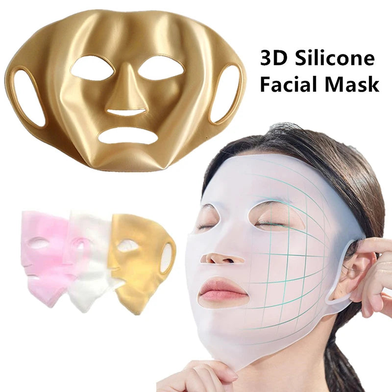 3D Silicone Facial Mask Women Reusable Gel Sheet Ear Loops Lifting Qme