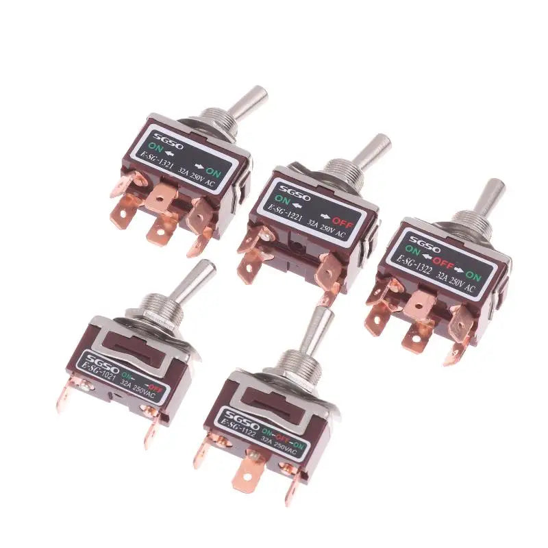 1Pcs Power Switch 2/3/4/6Pin E-SG Toggle Switch 32A 250VAC Rocker Switch With Brass Screw Foot Pin Qme