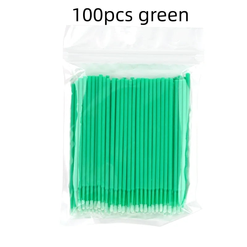100pcs Microbrushes for Eyelash Extension Makeup Brush Swab Disposable Individual Applicators Mascara Eyelashes Brushes Qme 100pcs green