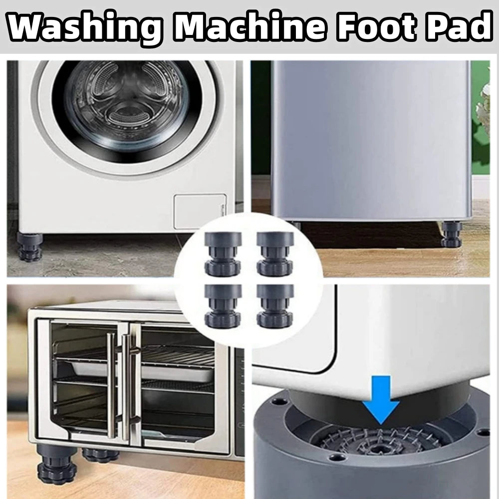 4Pcs Washing Machine Foot Pad Noise Reduction Shock Absorption Heightened Bracket Pad Refrigerator Non-slip Support Dampers Qme