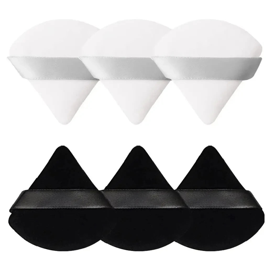 2Pcs Triangle Powder Puff Face Makeup Sponge Soft Velvet Cosmetic Puff Blender Beauty Foundation Sponge Make Up Accessories Qme 6pcs-WhiteBlack