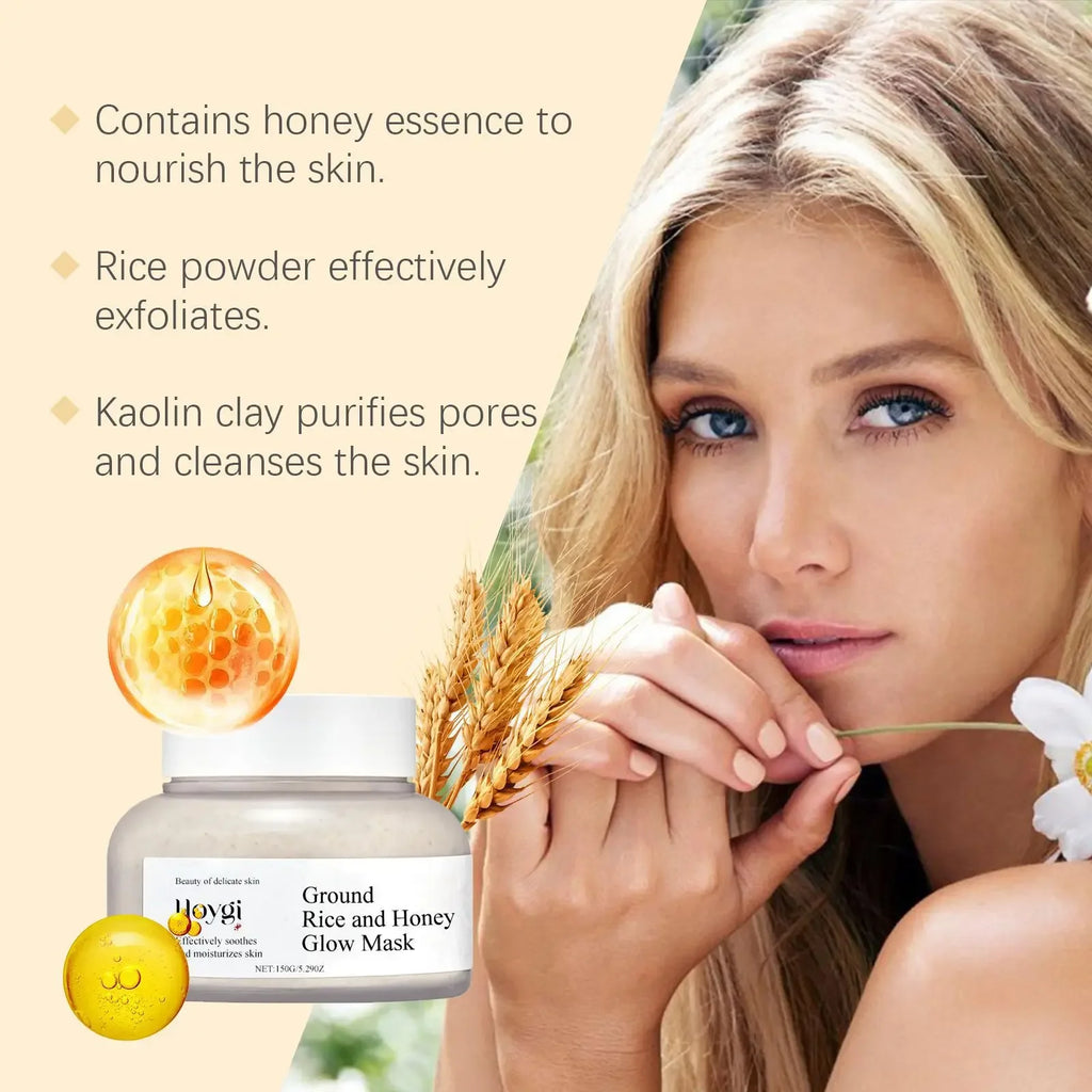 Rice & Honey Face Mask Moisturizing Fade Dark Spot Hydrating Repair Brightening Shrink Pore Hydrating Mask Glowing Skin Care Qme