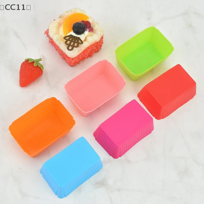 CC115 Silicone Cake Mold Rectang Muffin Cupcake Baking Molds Reusable Qme