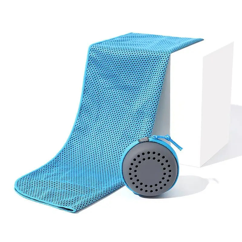 Cooling Towel Neck Wraps Storage Box Chilly Pads Quick Dry Portable Qme Sky blue