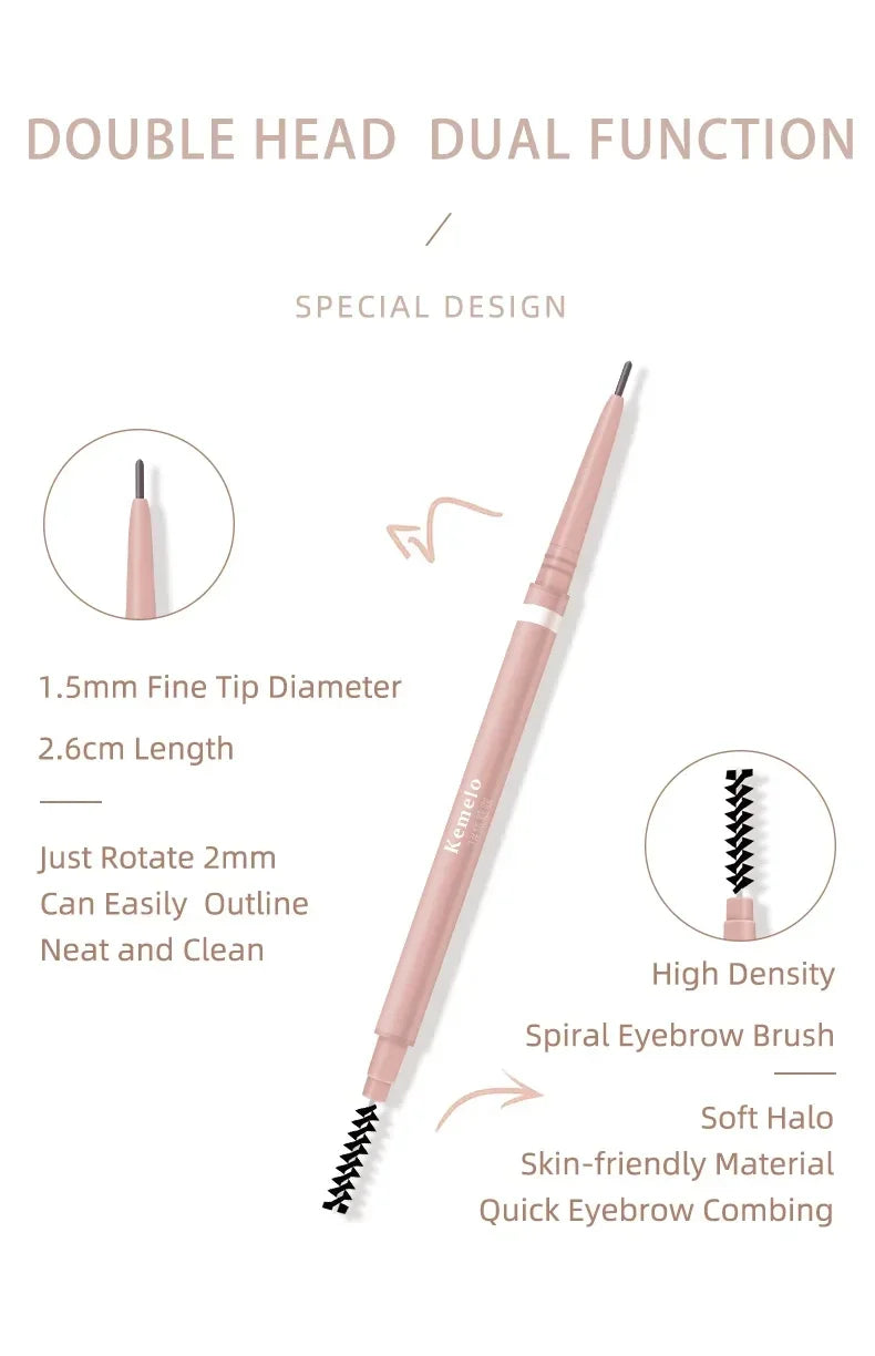 1PC 1.5mm Ultra Fine Double-Ended Eyebrow Pencil Waterproof Sweat-proof Long Lasting Professional Eye Makeup For Women Qme