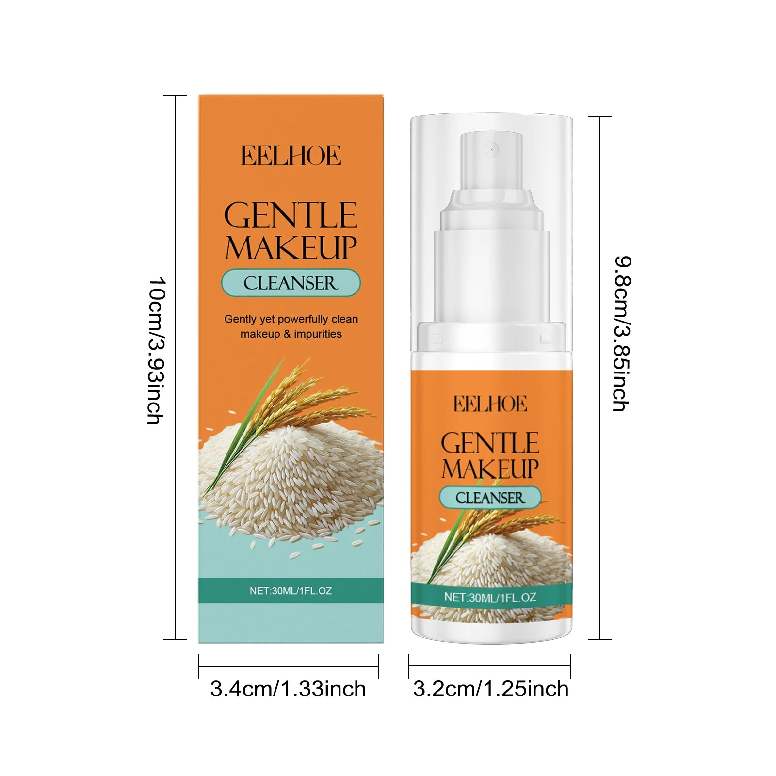 Rice Skincare Set 5 IN1 Gentle Brightening Makeup Remover Makeup Remover Toner Face Cream Eye Cream Moisturizing Glowing Skin Qme Makeup Remover