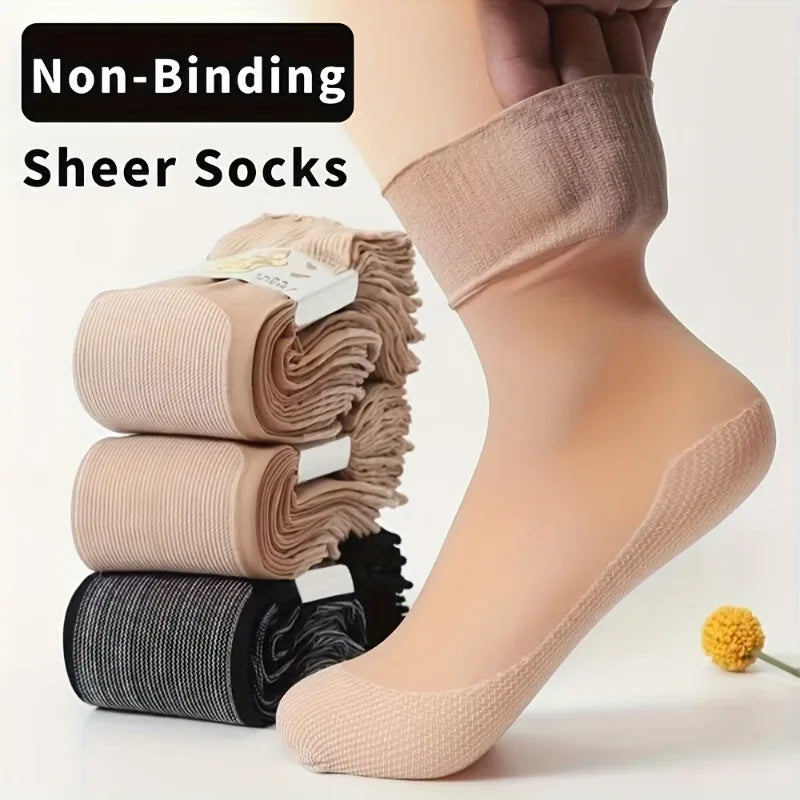 Women's Non-Binding Sheer Socks, 10 Pairs Breathable Thin Ankle Socks , Comfortable No-slip Summer Socks for Daily Wear Qme