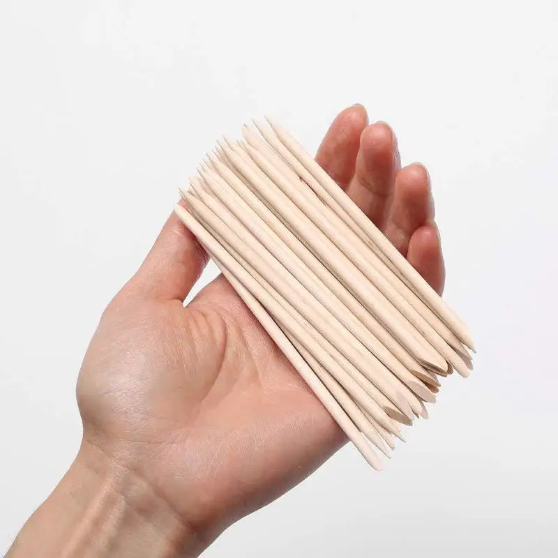 50 Natural Wood Manicure Cuticle Sticks Dual Tip Nail Art Remover Qme