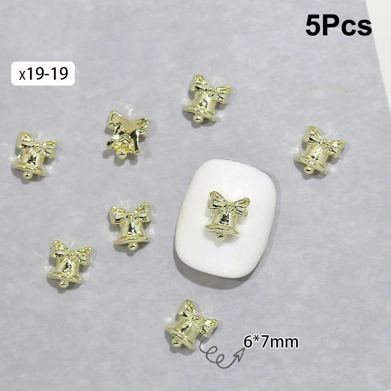 Christmas Alloy Nail Accessories Mini Colored Bow Bell Rhinestones Qme x19 19
