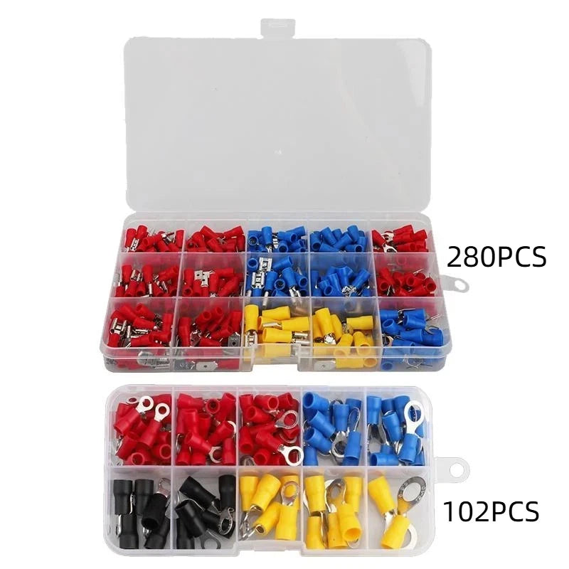 102/280pcs Insulated Terminal Block Set With Crimping Pliers Is Ideal For Home Electrical Repairs And Industrial Wiring Work Qme Black C