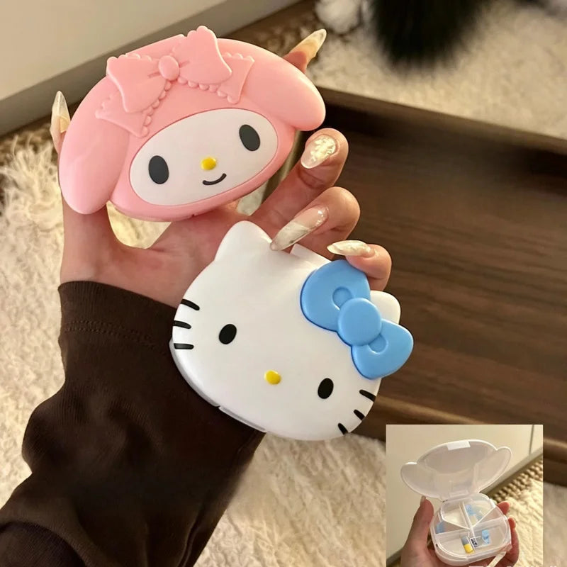 Hello Kitty Cartoon Pill Box Portable Organizer Women Travel Medicine Qme
