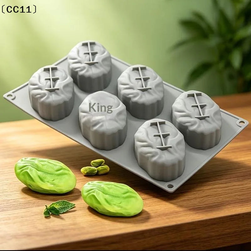 Food Grade Reusable Silicone 6 Cavity Pistachio Mold Non Stick Baking Qme
