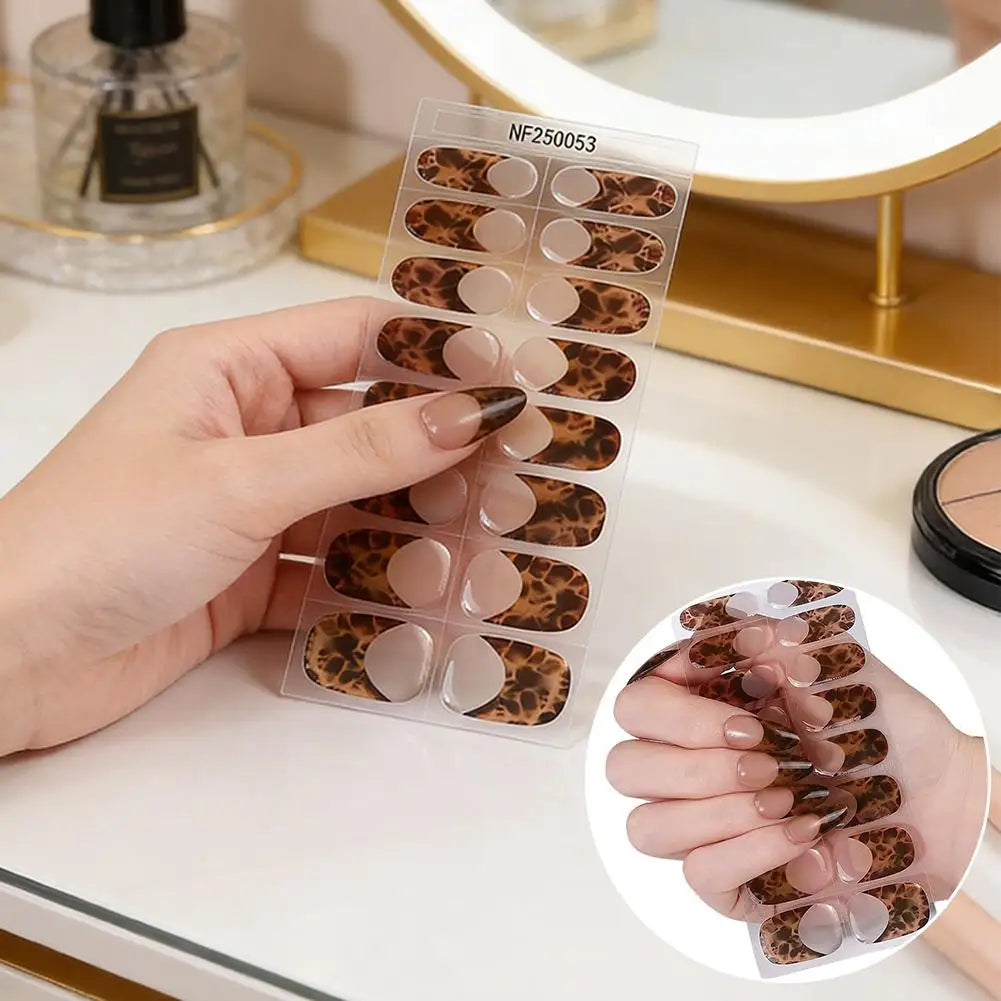 Nail Stickers Woman Strips Cheetah Print Gel Wraps Long Lasting Full Qme