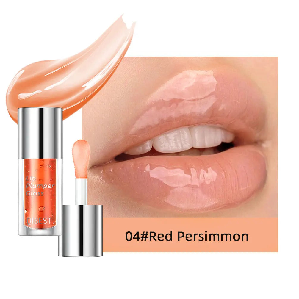 QIBEST Crystal Jelly Lip Oil Plumping Moisturizing Lip Gloss Sexy Plump Lip Glow Oil Tinted Lip Balm Nourishing Lip Glaze Makeup Qme 04