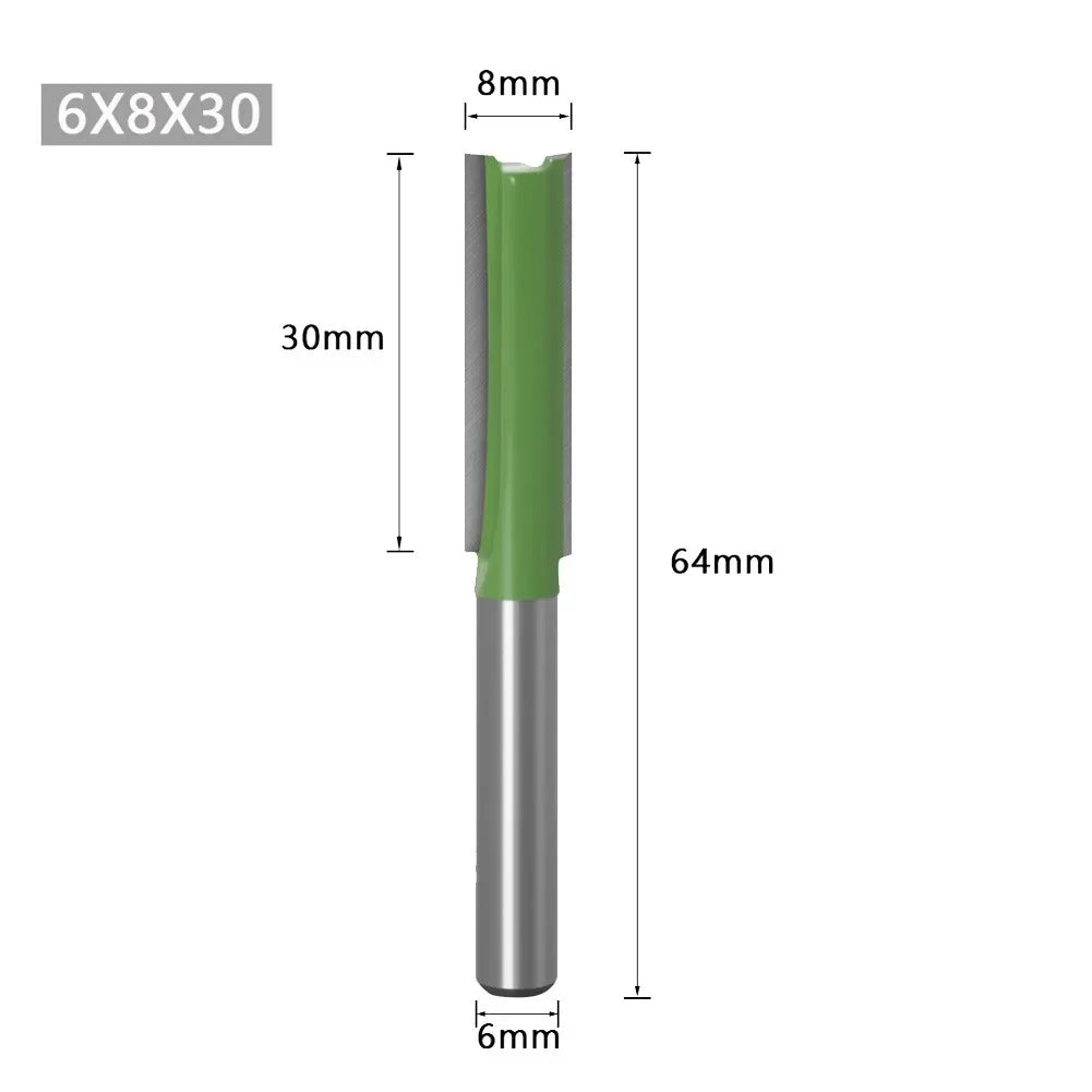 6MM Shank Milling Cutter Wood Carving Single Double Flute Straight Router Bit Cleaning Straight Drill Bit Woodworking Tools Qme 6x8x30