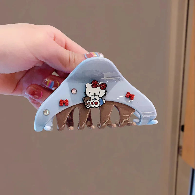 New Hello Kitty Cute Hair Clips Elegant and Stylish Updo Clips Sweet and Cute Cartoon Hair Accessories Qme