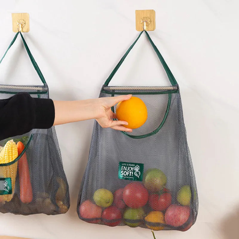 Reusable Storage Bags Kitchen Hanging Mesh Bag Home Fruit And Vegetable Storage Net Bag For Ginger Garlic Potatoes Onions Qme