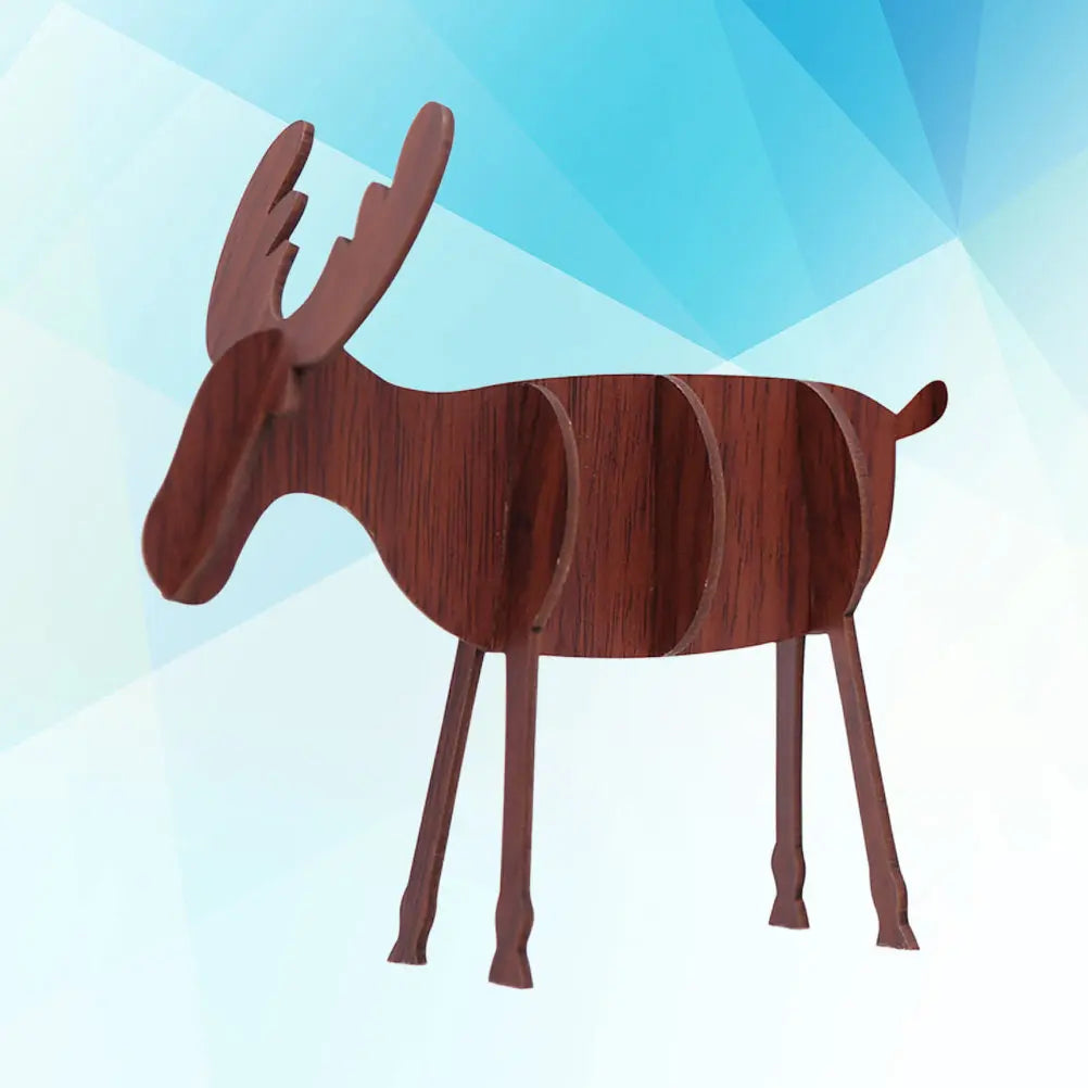 Vintage-Style Standing Cartoon Deer Christmas Decoration Prop Wooden Simulation Elk Ornament for Living Room Bedroom Door Wall Qme