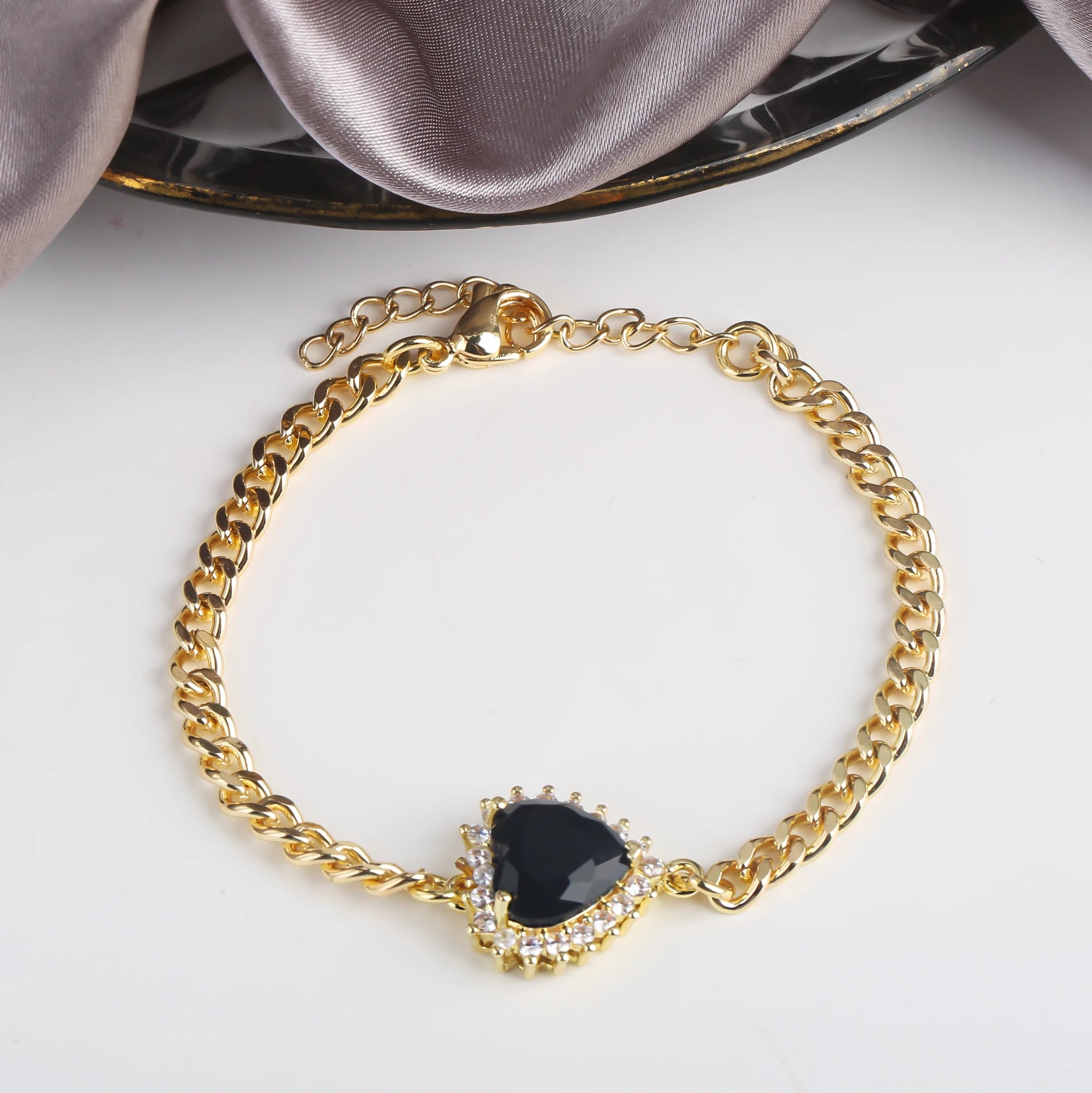 High Quality Copper Inlay Heart Crystal Bracelet Rose Chain Adjustable Bracelet Sweet For Wedding Party Daily Wear Jewelry Gift Qme 9