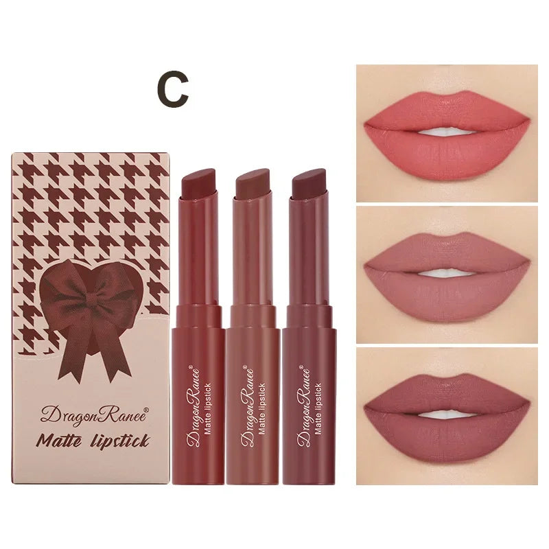 1/3pcs Nude Lipstick Crayon Long Lasting Matte Lipstick Pencil 24 Hours Waterproof Set Lip Moisturizer Colouring Lip Tint Stick Qme C-3pcs