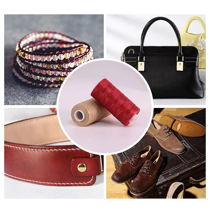 4PCS 30M Flat Waxed Thread Cord Leather Sewing for DIY Handicraft Tool Hand Wax Stitching Repair Cord Durable Polyester Leather Qme